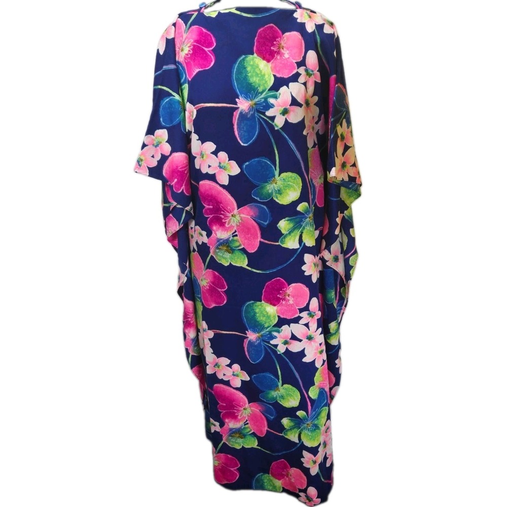 Vintage Hawaiian Caftan Dress Custom Made By Doray Hawaii One Size Colorful